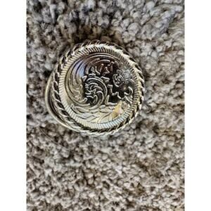 Western Concho Scarf Slide Floral Etching